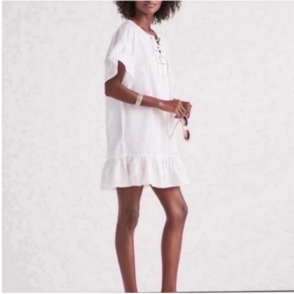 Lucky Brand White Tiered Resort Mini Dress - Picture 1 of 11